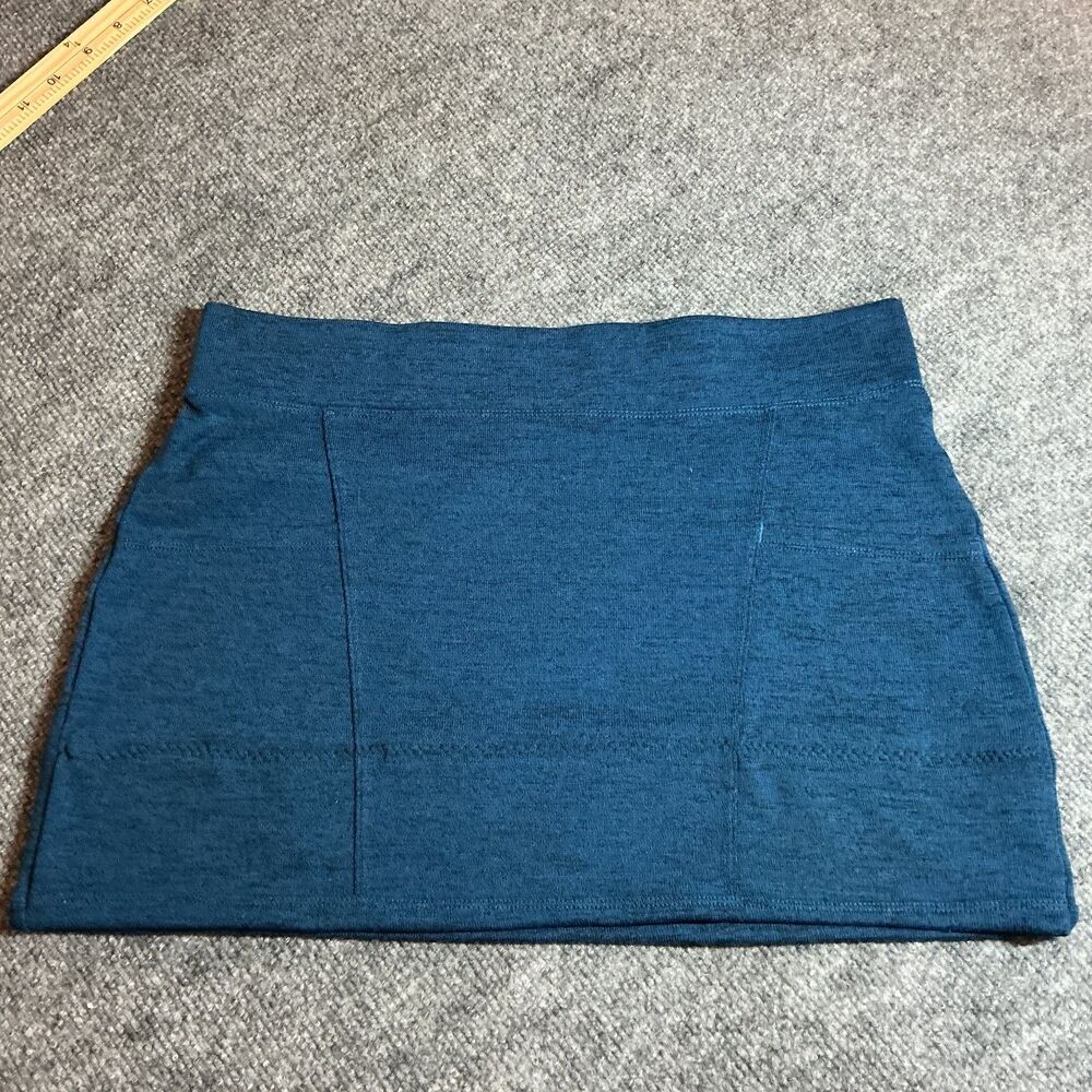 Toad&Co Intermezzo Skirt Women's Small Teal Blue Heather Knit Stretch Pull On